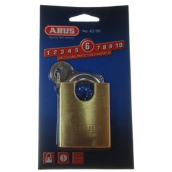 ABUS 65 Series Premium Padlock with 50mm Brass Body and 20.5mm Concealed Hardened Steel Shackle KD Display Pack - 65CS50C