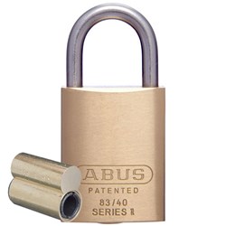 ABUS 83 Series Premium Rekeyable Padlock with 40mm Brass Body and 25mm Stainless Steel Shackle Less Plug - 83IB40LP