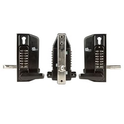 Borg Mechanical Digital Gate Lock with Anti Climb Case Lever Back to Back Keypads and Euro Cylinder Key Override Marine Grade Black - BL3430DKOGATE