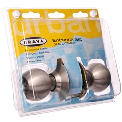 BRAVA Urban Cylindrical Entrance Knob Set LW4 Profile KD with Adjustable 60/70mm Backset Satin Stainless Steel Display Pack - BRC3600DP