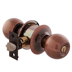 BRAVA Urban Cylindrical Glass Door Knob Set LW4 Profile KD with Adjustable 60/70mm Backset Antique Copper - BRC3903B