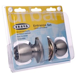 BRAVA Urban Tiebolt Entrance Knob Set LW4 Profile KD with Adjustable 60/70mm Backset Satin Stainless Steel Display Pack - BRT3600DP