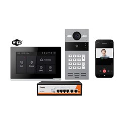 Dnake Black IP Video Door Intercom Kit with 7-Inch WiFi Touchscreen Monitor, Keypad Door Station & PoE Switch - IPK06-Black