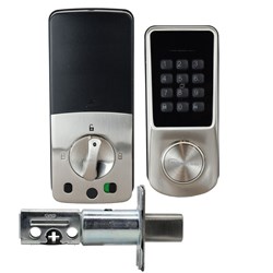 McGrath Locks Ashgrove Smart Deadbolt, Raised Button with Braille, Satin Nickel Finish with 60/70mm Adjustable Bolt