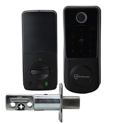 McGrath Locks Kedron Smart Deadbolt, Tempered Glass Screen with Fingerprint, Black Finish with 60/70mm Adjustable Bolt