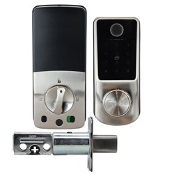 McGrath Locks Kedron Smart Deadbolt, Tempered Glass Screen with Fingerprint, Satin Nickel Finish with 60/70mm Adjustable Bolt