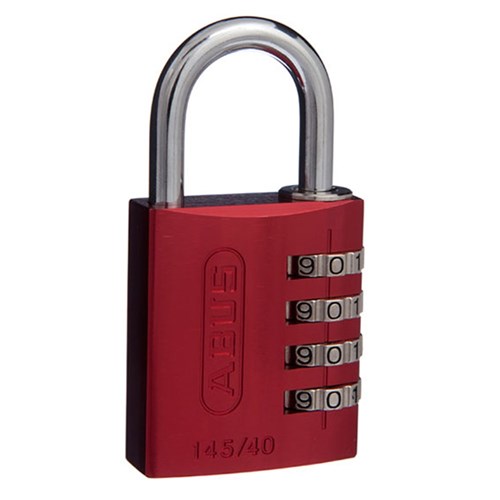 ABUS P/LOCK 145/40 RED DP C/BLISTER 4 WHEEL COMBO