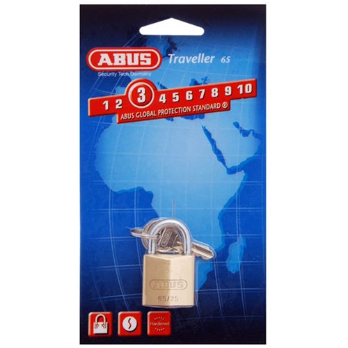 ABUS 65 Series Premium Padlock with 25mm Brass Body and 14mm Hardened Steel Shackle KD Display Pack - 6525C