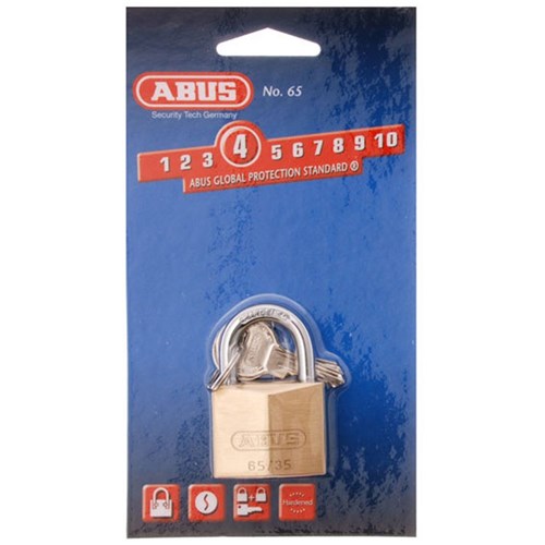 ABUS 65 Series Premium Padlock with 35mm Brass Body and 19mm Hardened Steel Shackle KD Display Pack - 6535C