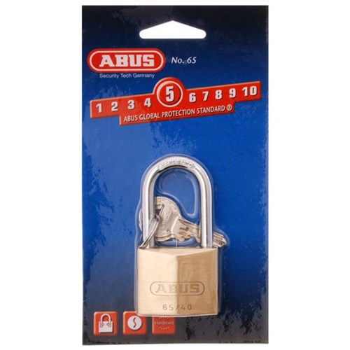 ABUS 65 Series Premium Padlock with 40mm Brass Body and 40mm Hardened Steel Shackle KD Display Pack - 6540HB40C