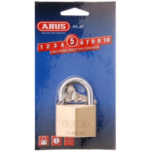 ABUS 65 Series Premium Padlock with 45mm Brass Body and 25mm Hardened Steel Shackle KD Display Pack - 6545C