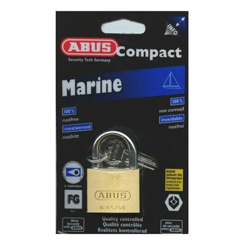 ABUS 65 Series Premium Padlock with 40mm Brass Body and 23mm Stainless Steel Shackle KD Display Pack - 65IB40C