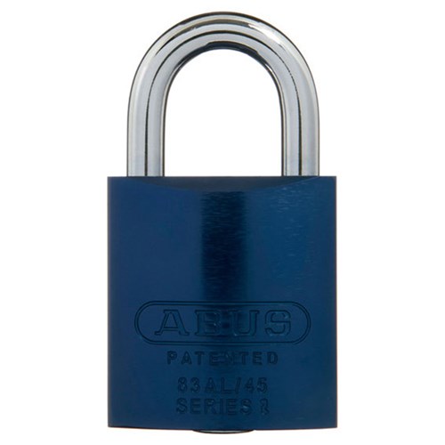 ABUS 83AL Series Premium Rekeyable Padlock with 45mm Blue Aluminium Body and 25mm Hardened Steel Shackle KD - 83AL45NBLUKD