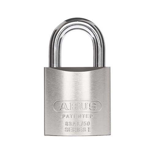 ABUS 83AL Series Premium Rekeyable Padlock with 50mm Silver Aluminium Body and 25mm Hardened Steel Shackle KD - 83AL50NNATKD