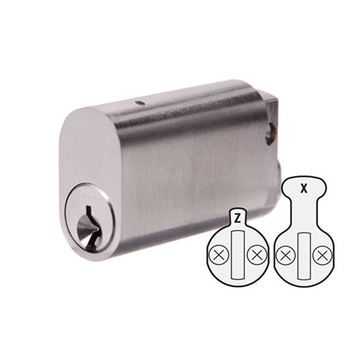 ABUS Oval Cylinder Extended 50mm LW5 Profile KD with X and Z Cam Satin Chrome 50mm