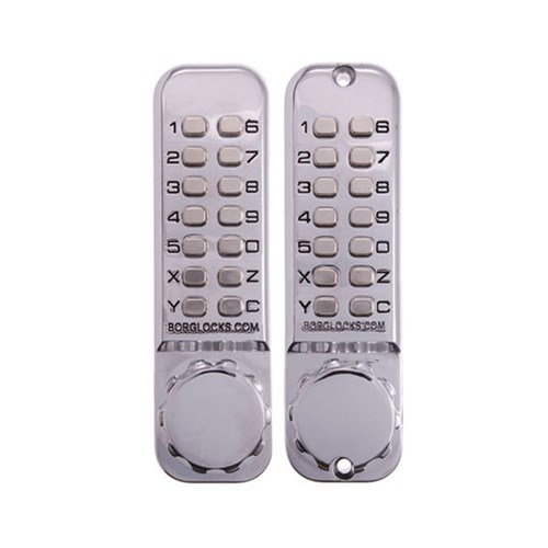 Borg Mechanical Digital Door Lock with Back to Back Keypads External Grade Chrome Plate - BL2620MGBC