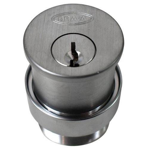 BRAVA Metro Spare Part Kawneer Cylinder LW5 Profile Extended Length Overall 45mmKD Satin Chrome - BRM80466EXTSCKD