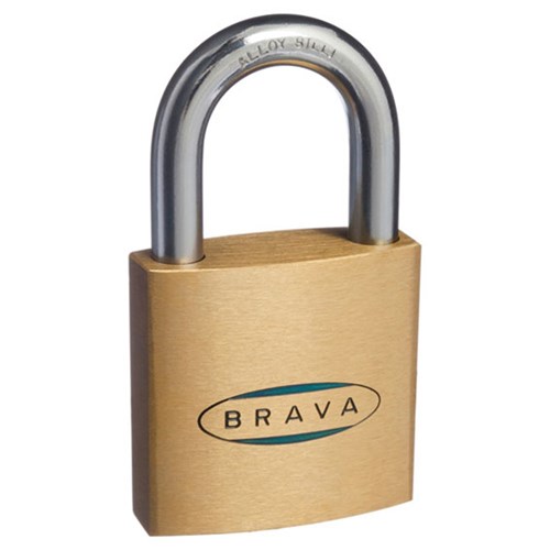 BRAVA 50mm Padlock KA1 324214 Brass with Steel Shackle - BRP50KA1