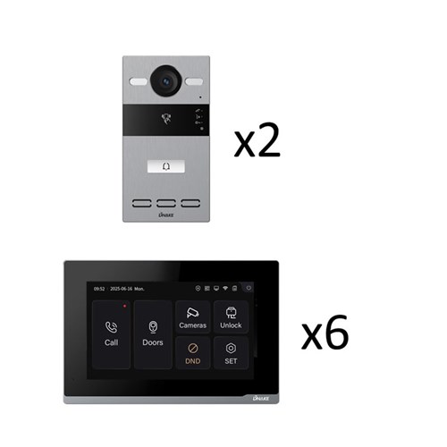 Dnake Black IP Video Door Intercom Kit with 7-Inch WiFi Touchscreen Monitor, 1-Button Door Station & PoE Switch - IPK07-Black