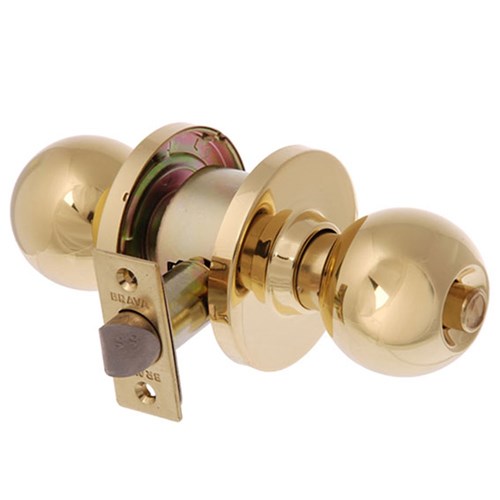 BRAVA Metro EA Series Privacy Knob Set 70mm Backset Polished Brass - EA3130PB70