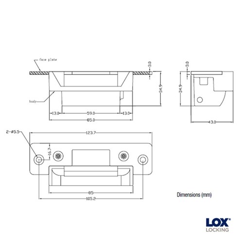 LOX ES10M Electric Strike 12 or 24VDC Monitored 4 Hour Fire Rated - ES10M